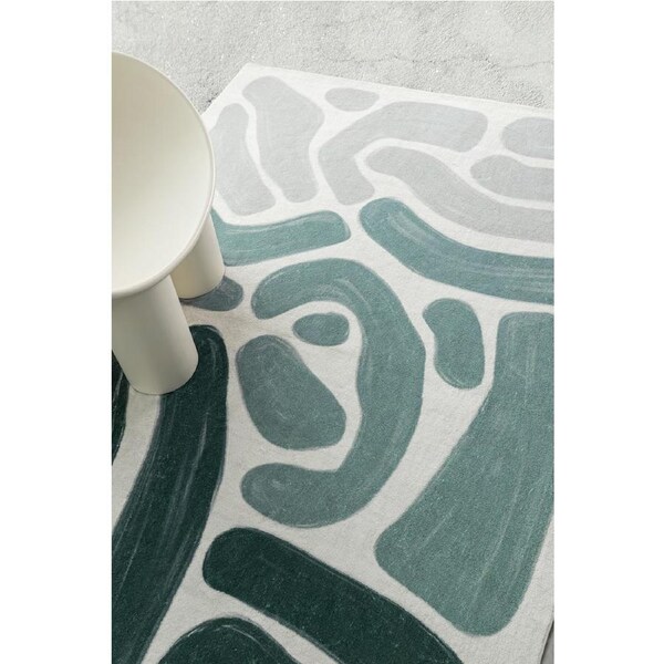 Loopsie Faroe Blue Grey Abstract Washable Rug 290cm x 200cm