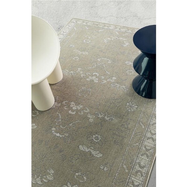 Loopsie Hagastrom Grey Taupe Vintage Washable Rug 290cm x 200cm