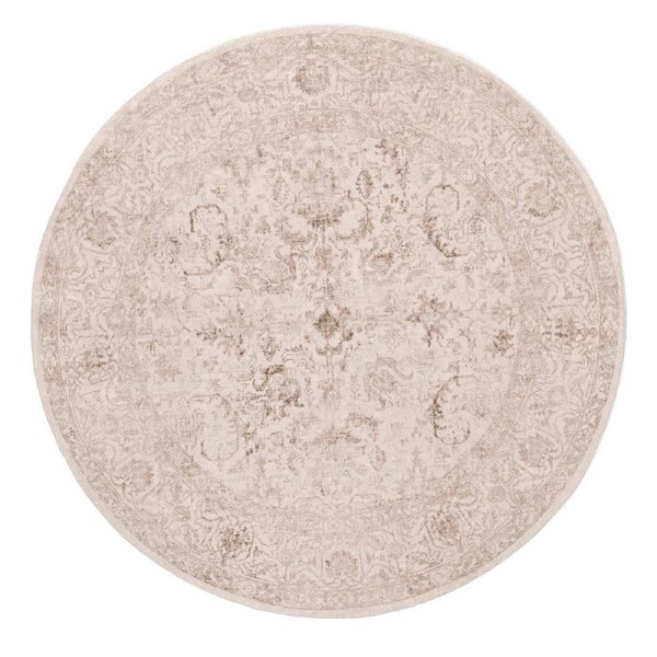 Loopsie Mabay Beige Floral Medallion Washable Round Rug 120cm x 120cm