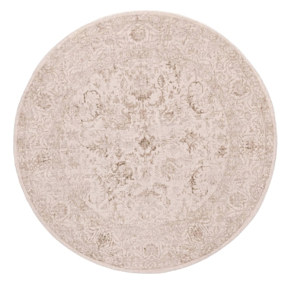 Loopsie Mabay Beige Floral Medallion Washable Round Rug 240cm x 240cm ...