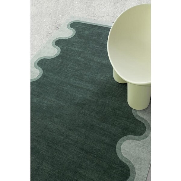 Loopsie Paia Dark Green Grey Washable Rug 290cm x 200cm