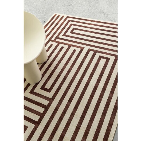 Loopsie Manale Brown Geometric Washable Rug 230cm x 160cm