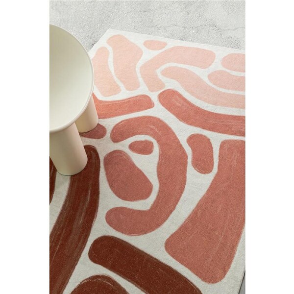 Loopsie Sapa Pink and Red Abstract Washable Rug 400cm x 300cm