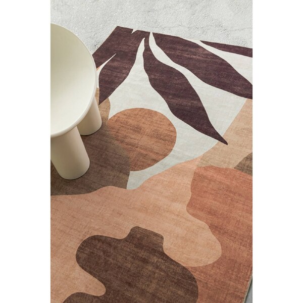 Loopsie Preta Printed Burgundy Washable Rug 370cm x 270cm