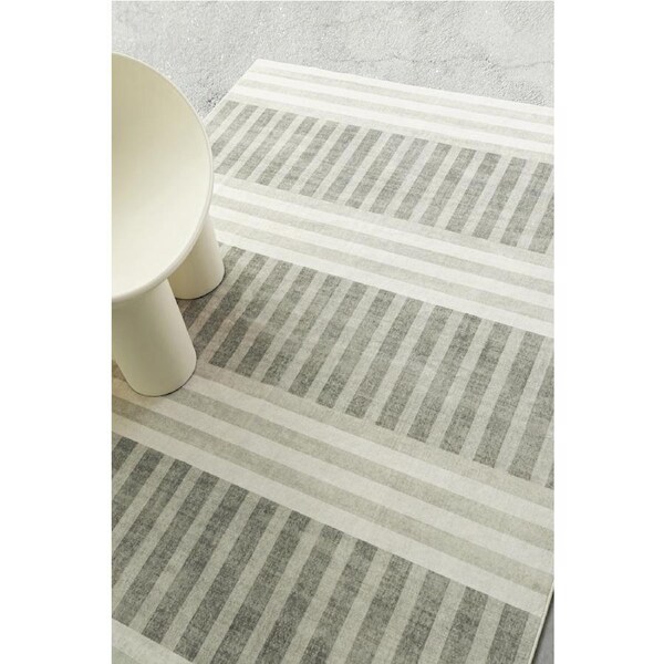 Loopsie Ayllon Stripe Printed Green Washable Rug 320cm x 230cm