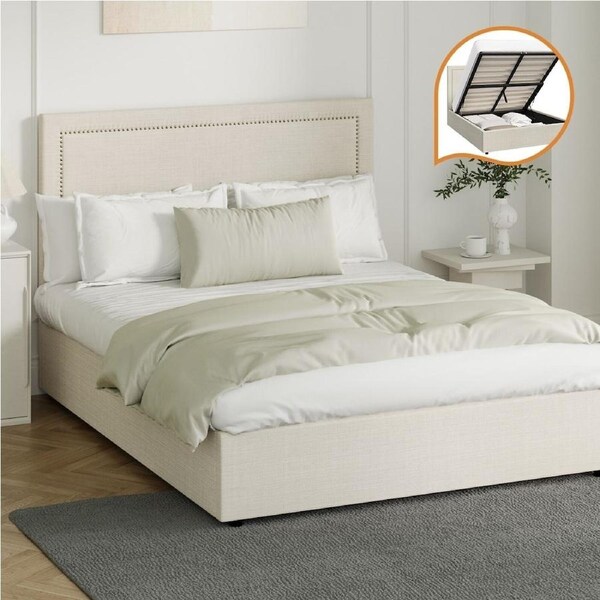Oikiture Bed Frame Queen Double King Single With Gas Lift Storage Base ADI Queen