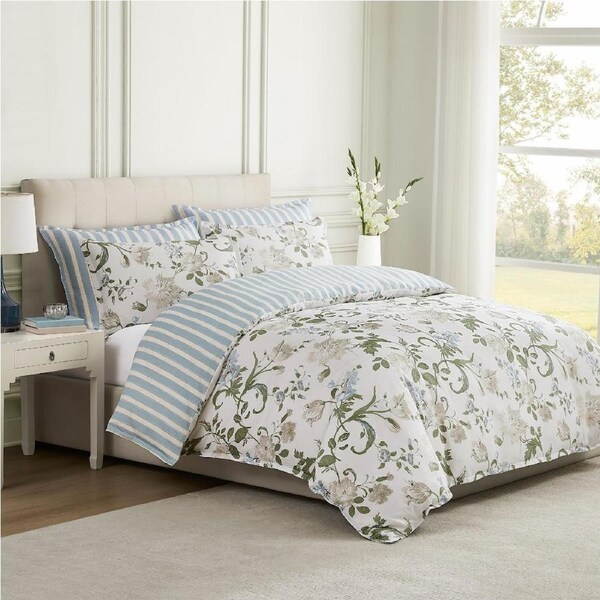 Laura Ashley Rosalind Quilt Cover Set Seaspray Double