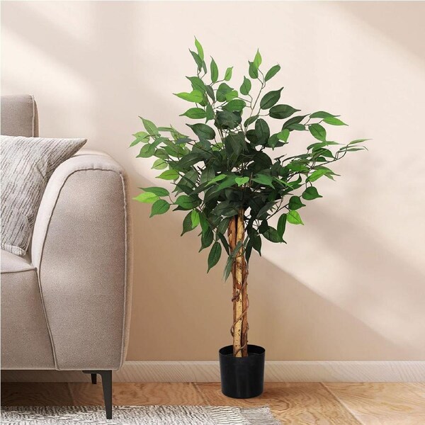Lambu Artificial Tree in Pot Realistic Tropical Faux Plant 50-90cm High 90cm Ficus Tree