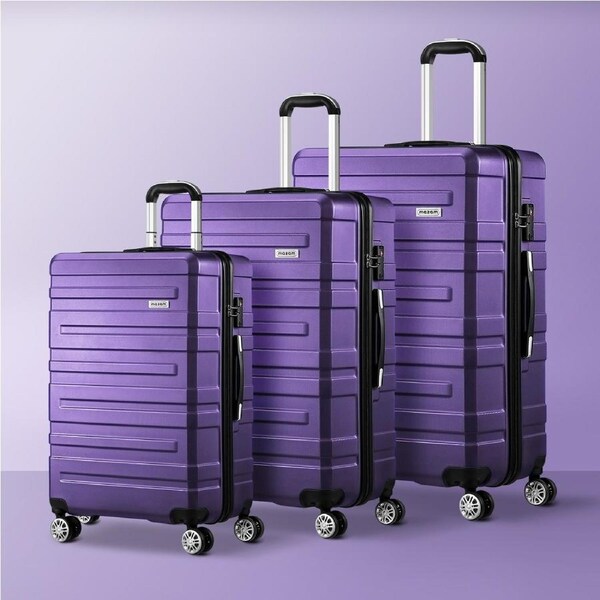 Mazam 1/3PCS Luggage Suitcase Trolley Set Travel TSA Lock Storage Hard Case 3PCS 20"+24"+28" / Purple