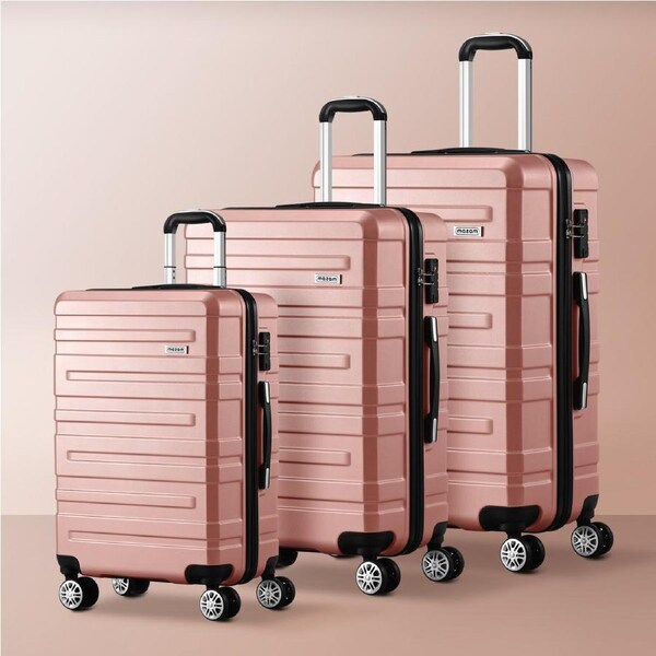 Mazam 1/3PCS Luggage Suitcase Trolley Set Travel TSA Lock Storage Hard Case 3PCS 20"+24"+28" / Pink