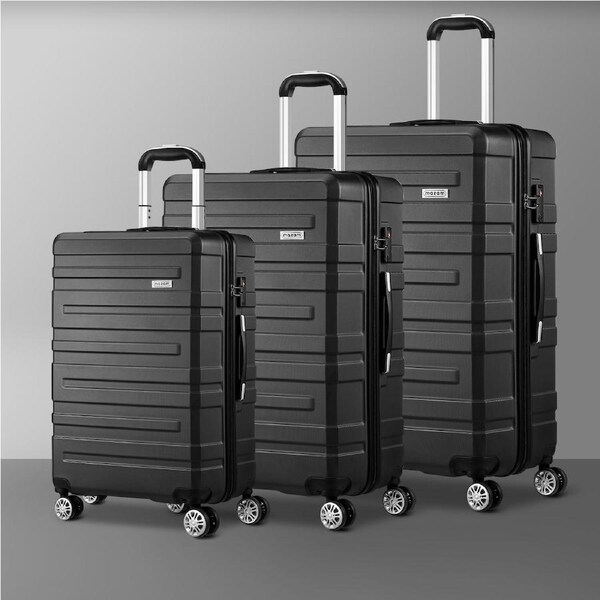 Mazam 1/3PCS Luggage Suitcase Trolley Set Travel TSA Lock Storage Hard Case 3PCS 20"+24"+28" / Black