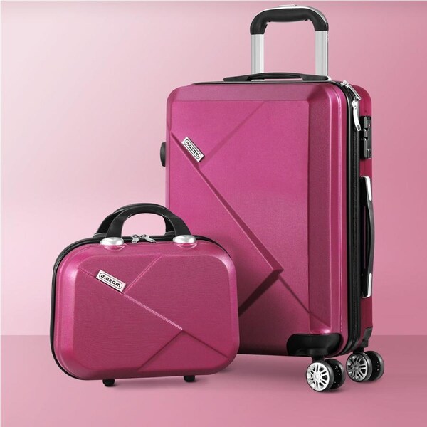 Mazam 2PCS 20+12" Luggage Suitcase Trolley Set Travel TSA Lock Storage Hard Case 2PCS(20"+12")/ Plum
