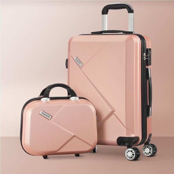 Mazam 2PCS 20+12" Luggage Suitcase Trolley Set Travel TSA Lock Storage Hard Case 2PCS(20"+12")/Pink