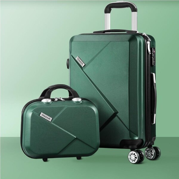 Mazam 2PCS 20+12" Luggage Suitcase Trolley Set Travel TSA Lock Storage Hard Case 2PCS(20"+12")/Green