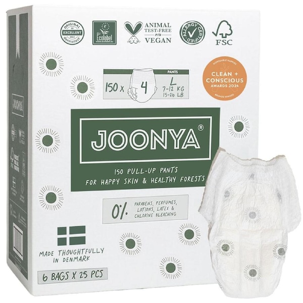 Joonya Pull-Ups - 6 Bag Cartons Size 4 - L (7-12kg) - 6 Bags of 25 (150)