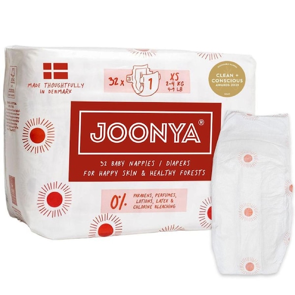 Joonya Nappies - Single Bag Size 1 - XS (2-4kg) - 1 Bag of 32