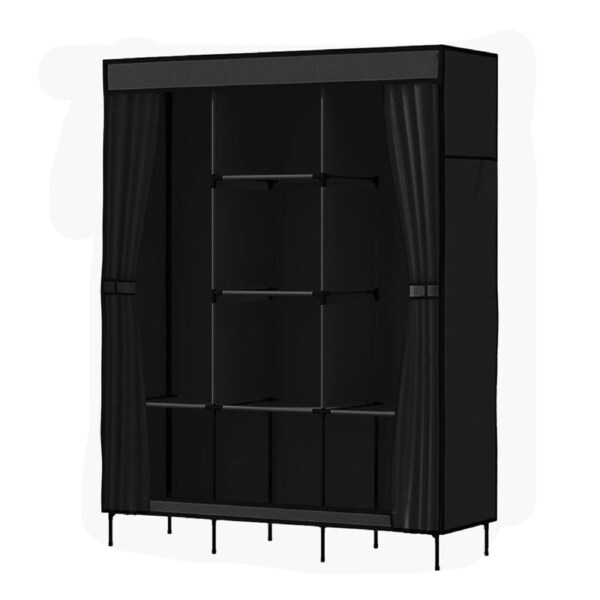 Artiss Clothes Wardrobe Closet Storage 173CM Large Organiser Unit Shelf Hanging Black