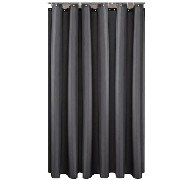 Fabric Shower Curtain Waterproof Bathtub Shower Curtain with Hooks 180 x 200cm Dark Grey