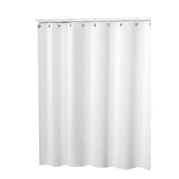 Fabric Shower Curtain Waterproof Bathtub Shower Curtain with Hooks 180 x 200cm White