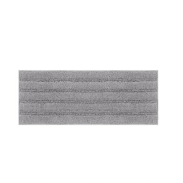 Chenille Bath Mat Runner Non Slip Thick Soft Stripe Design 119 x 43cm Grey