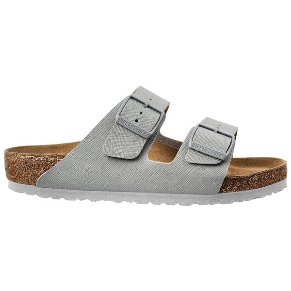Birkenstock Unisex Arizona Birko-Flor Regular Fit Sandals Saffiano Stone Coin 42