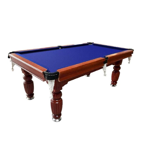 Eeeza Classic Slate Pool Tablewith Cues and Balls Set for Home or Lounge, Walnut Wood and Steel, 7FT/21.4cm Length Blue