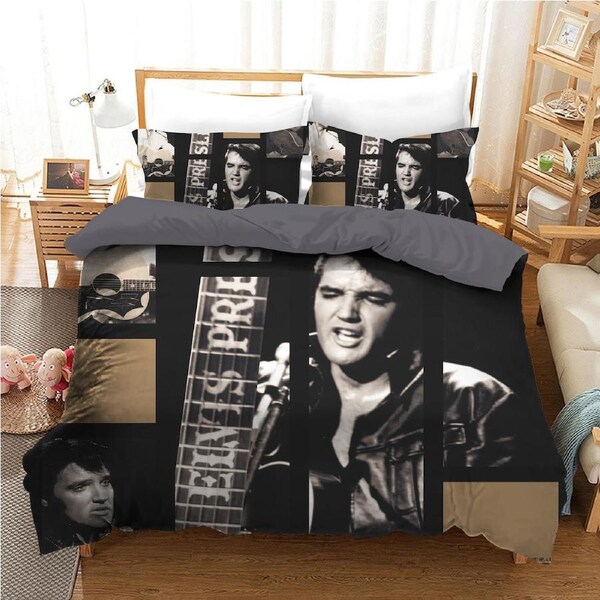 Elvis Presley Black Duvet Quilt Doona Cover Set (MD241122) Double, 2 Pillow Cases