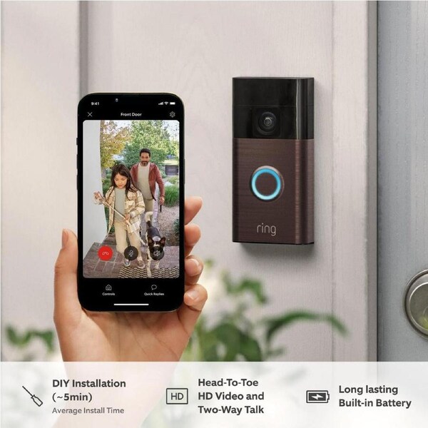 Ring Battery Video Doorbell - Venetian Bronze Black