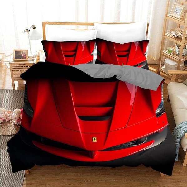 Red Sport Car Duvet Quilt Doona Cover Set (MD241122) Queen, 2 Pillow Cases