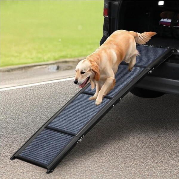 Pawz Dog Car Ramp Pet Step Stairs for SUV High Bed Soft Non-slip Folding 100kg 180 cm / Navy