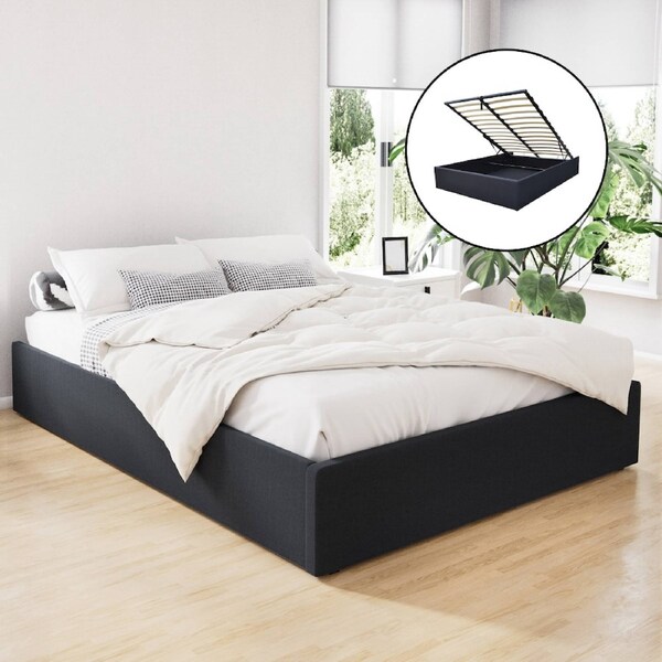 Artiss Bed Frame King Queen Double King Single Size Bed Base Gas Lift TOKI - Charcoal / Double