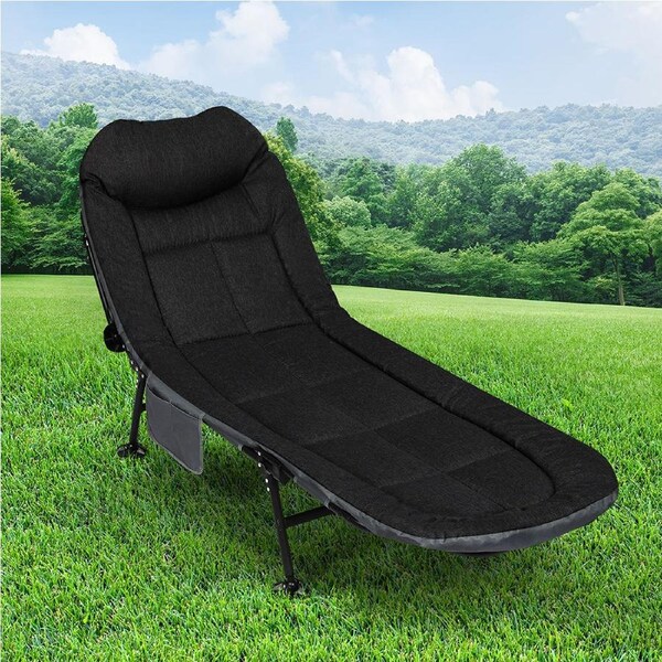 Levede Folding Camping Bed Adjustable Portable Camping Cots Home Outdoor Travel Black