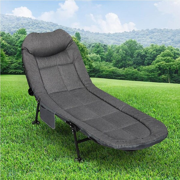 Levede Folding Camping Bed Adjustable Portable Camping Cots Home Outdoor Travel Dark Grey