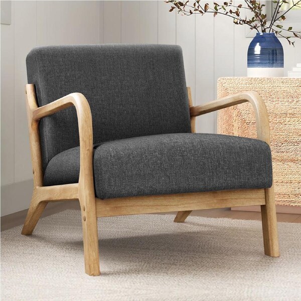ALFORDSON Wooden Armchair Sofa Lounge Chair 1/ 2 Seater Accent Couch Fabric Seat Hayes Armchair - Dark Grey