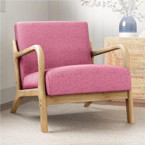 ALFORDSON Wooden Armchair Sofa Lounge Chair 1/ 2 Seater Accent Couch Fabric Seat Hayes Armchair - Pink