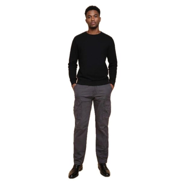 Mens 100% Cotton Cargo Pants Relaxed Easy Fit Straight Leg in Charcoal 31