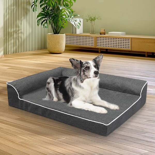 Pawz Orthopedic Dog Bed Memory Foam Cushion Cat Calming Mat Washable Extra Large XL (106cm x 76cm x 19cm) / Grey