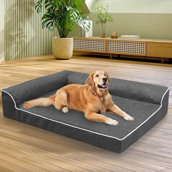 Pawz Orthopedic Dog Bed Memory Foam Cushion Cat Calming Mat Washable Extra Large XXL (122cm x 89cm x 19cm) / Grey