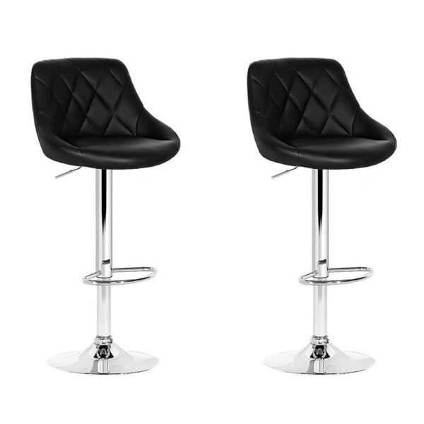 1x / 2x / 4x Artiss Bar Stools Kitchen Chairs Upholstered Wood Leather Fabric Elan - Black x2