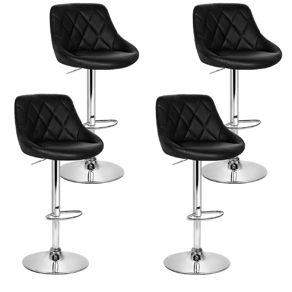 1x / 2x / 4x Artiss Bar Stools Kitchen Chairs Upholstered Wood Leather Fabric Elan - Black x4