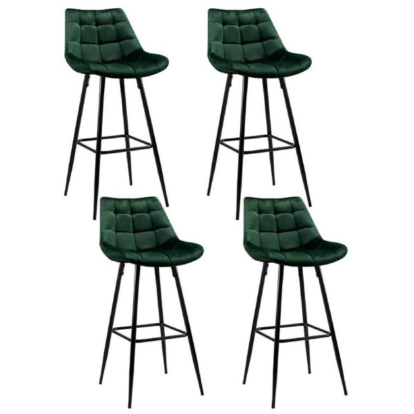 1x / 2x / 4x Artiss Bar Stools Kitchen Chairs Upholstered Wood Leather Fabric Audrey - Green x4