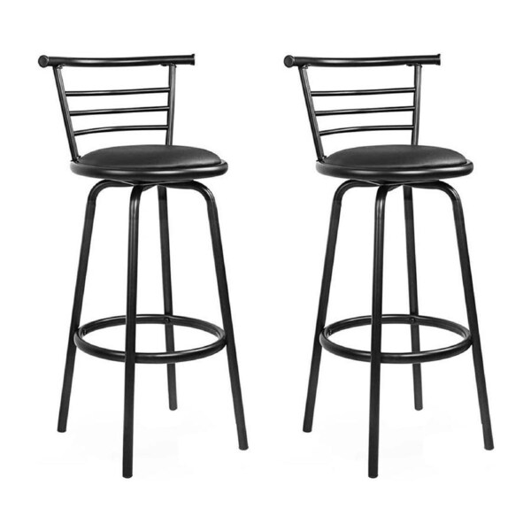 1x / 2x / 4x Artiss Bar Stools Kitchen Chairs Upholstered Wood Leather Fabric Vince - Black x2