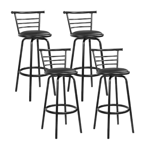 1x / 2x / 4x Artiss Bar Stools Kitchen Chairs Upholstered Wood Leather Fabric Vince - Black x4