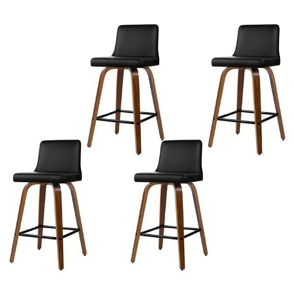 1x / 2x / 4x Artiss Bar Stools Kitchen Chairs Upholstered Wood Leather Fabric Felipe - Black Walnut x4