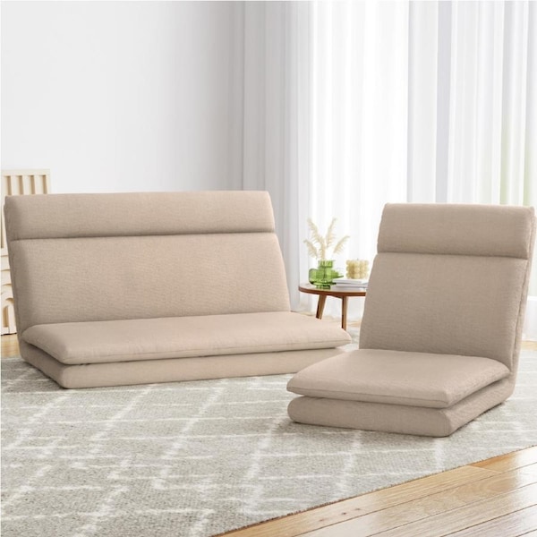 Artiss Floor Chair Lounge Lazy Sofa Couch Recliner Lounge 1/2 Seater Linen Beige 1 Seater