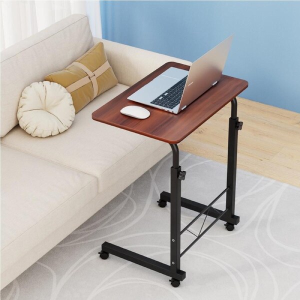 Artiss Laptop Desk Mobile Table Height Adjustable Stand Bed Computer Desks Model 3 - Dark wood