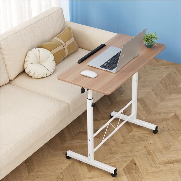 Artiss Laptop Desk Mobile Table Height Adjustable Stand Bed Computer Desks Model 4 - Light wood