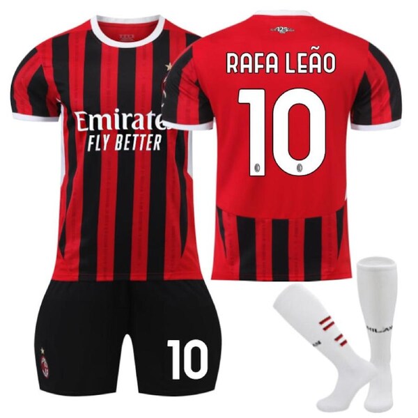 Nevenka AC Milan Home RAFA LEAO #10 Soccer Jersey for Kids Adult 3 Pcs Training Outfits 22