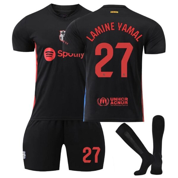 Nevenka Barcelona Away LAMINE YAMAL #27 Soccer Jersey for Kids Adult 3 Pcs Outfits 30
