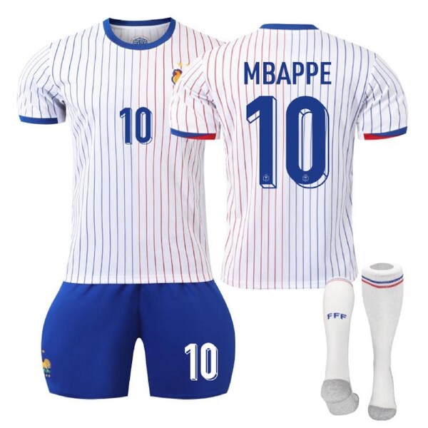 Nevenka France Away MBAPPE #10 Jersey for Kids Adult 3 Pcs Soccer Outfits 16